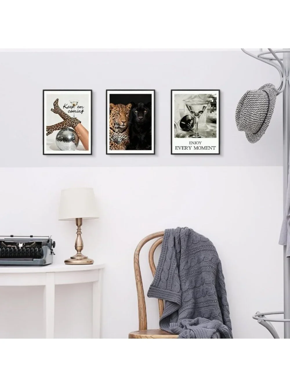 Trendy Leopard Canvas Wall Art Set of 3 - Framed Cheetah Print Decor for Home